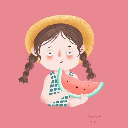 女孩吃西瓜的头像情侣