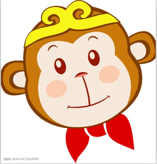 线条q版猴子图案头像
