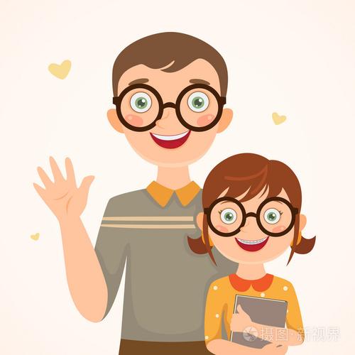 父亲和女儿的漫画头像