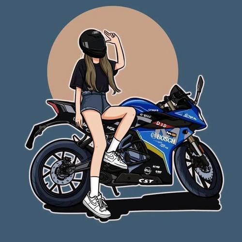 开摩托车的动漫女生头像